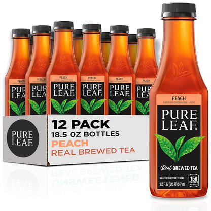 Iced Tea, Peach, Real Brewed Tea, 18.5 Fl Oz Bottles (Pack of 12)