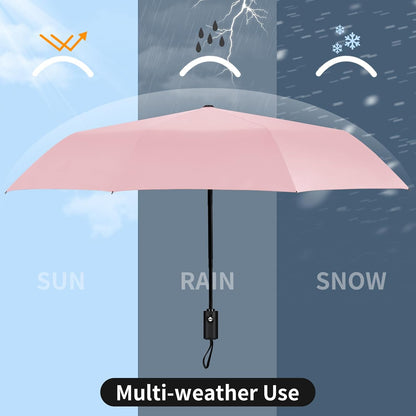 Windproof Automatic Travel Umbrella, Compact Folding UV Sun & Rain