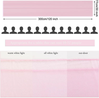 10ft Blushing Pink Chiffon Table Runner 30 x 120 Inches Romantic Sheer Table Decorations Long Tulle Runner for Wedding Bridal Shower Party Supplies Decor