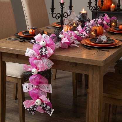 Pink Halloween Ghost Garland Decor, Farmhouse Garland for Mantel
