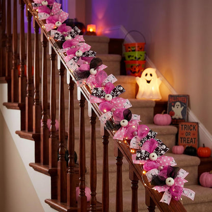Pink Halloween Ghost Garland Decor, Farmhouse Garland for Mantel