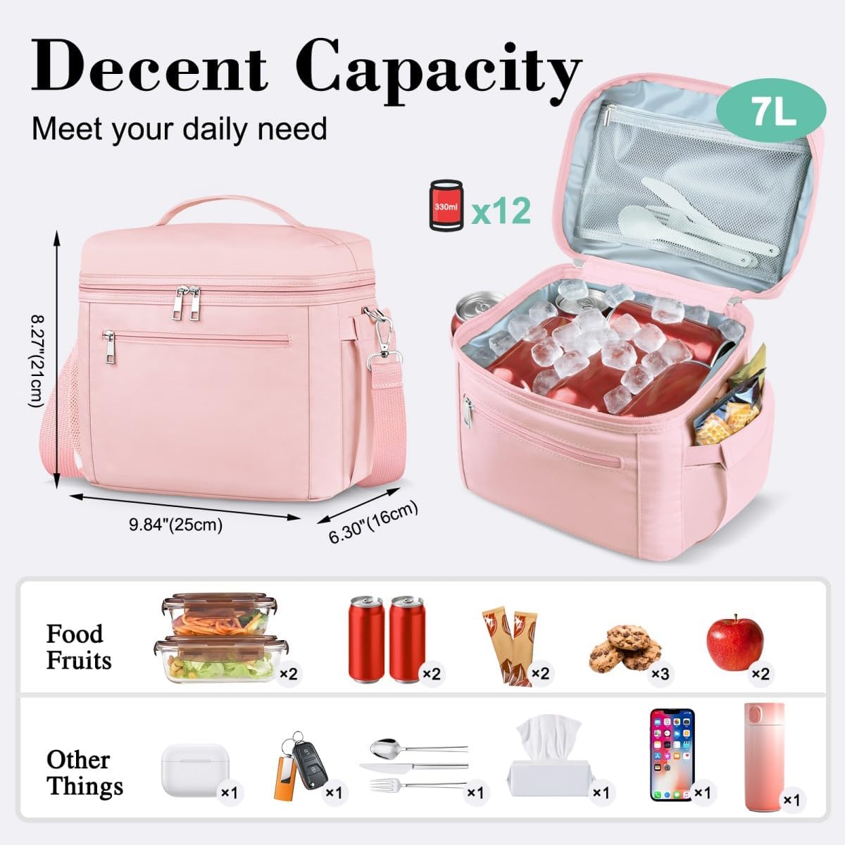 Insulated Lunch Box Women Men Leak-Proof Cooler Lunch Bag