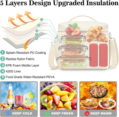Insulated Lunch Box Women Men Leak-Proof Cooler Lunch Bag