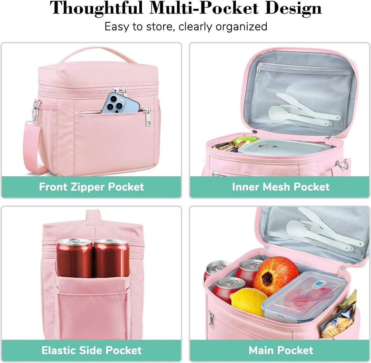Insulated Lunch Box Women Men Leak-Proof Cooler Lunch Bag