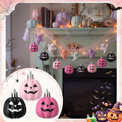 36 Pcs Pastel Halloween Pumpkin Ghost Hanging Ornaments Plastic