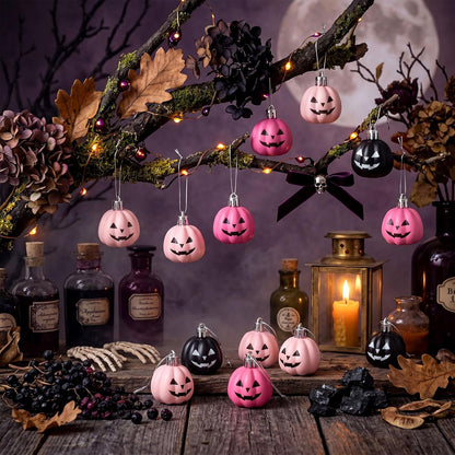 36 Pcs Pastel Halloween Pumpkin Ghost Hanging Ornaments Plastic
