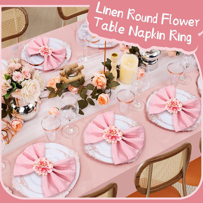 24 Pcs Flower Napkin Rings Daisy Flower Handcraft Floral Napkin Holder Rings for Wedding, Holiday Banquet, Luncheons, Birthday Party Dining Table Decor