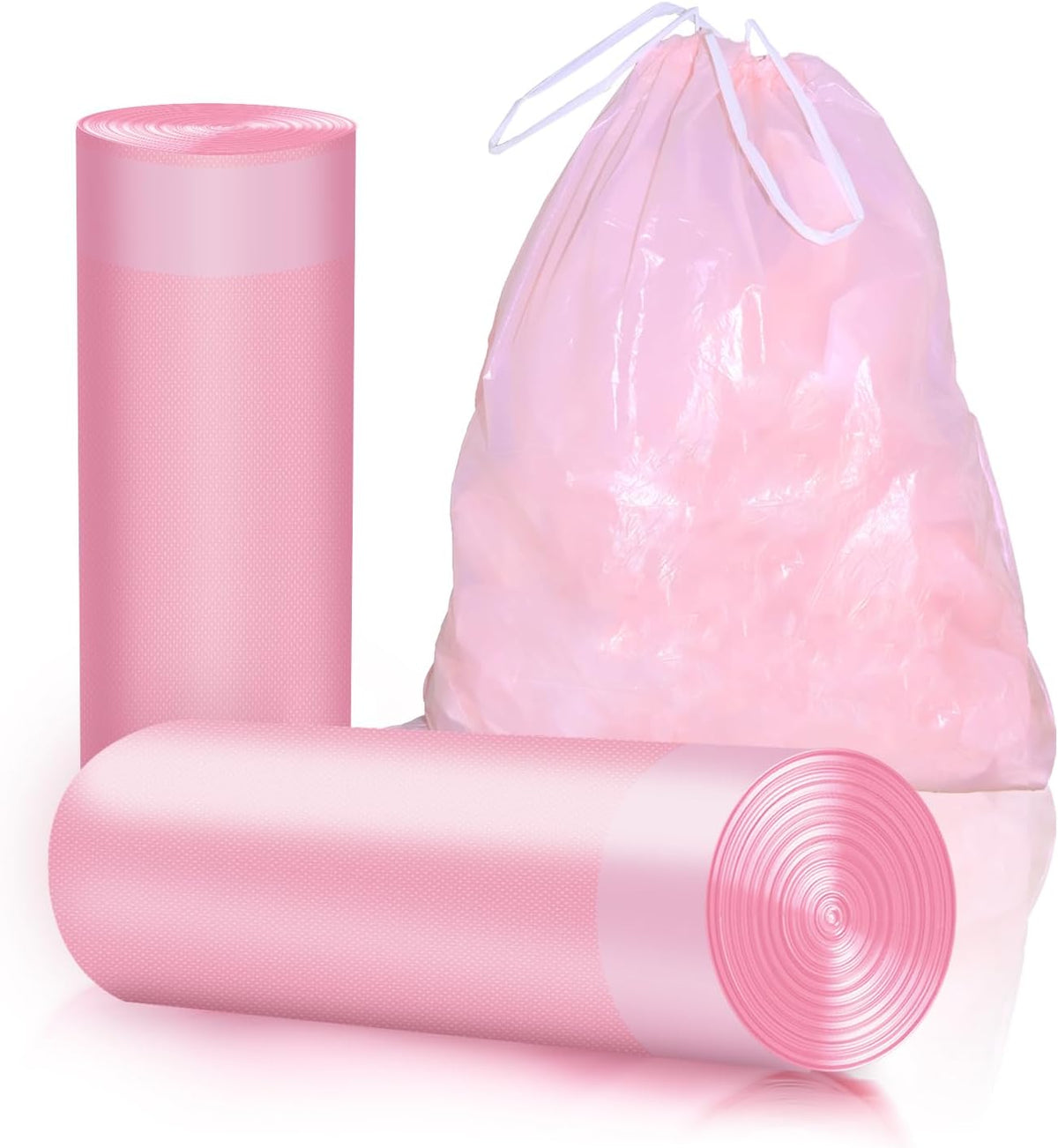 13 Gallon Drawstring Trash Bags, 40 Count Kitchen Garbage Bags (Pink)