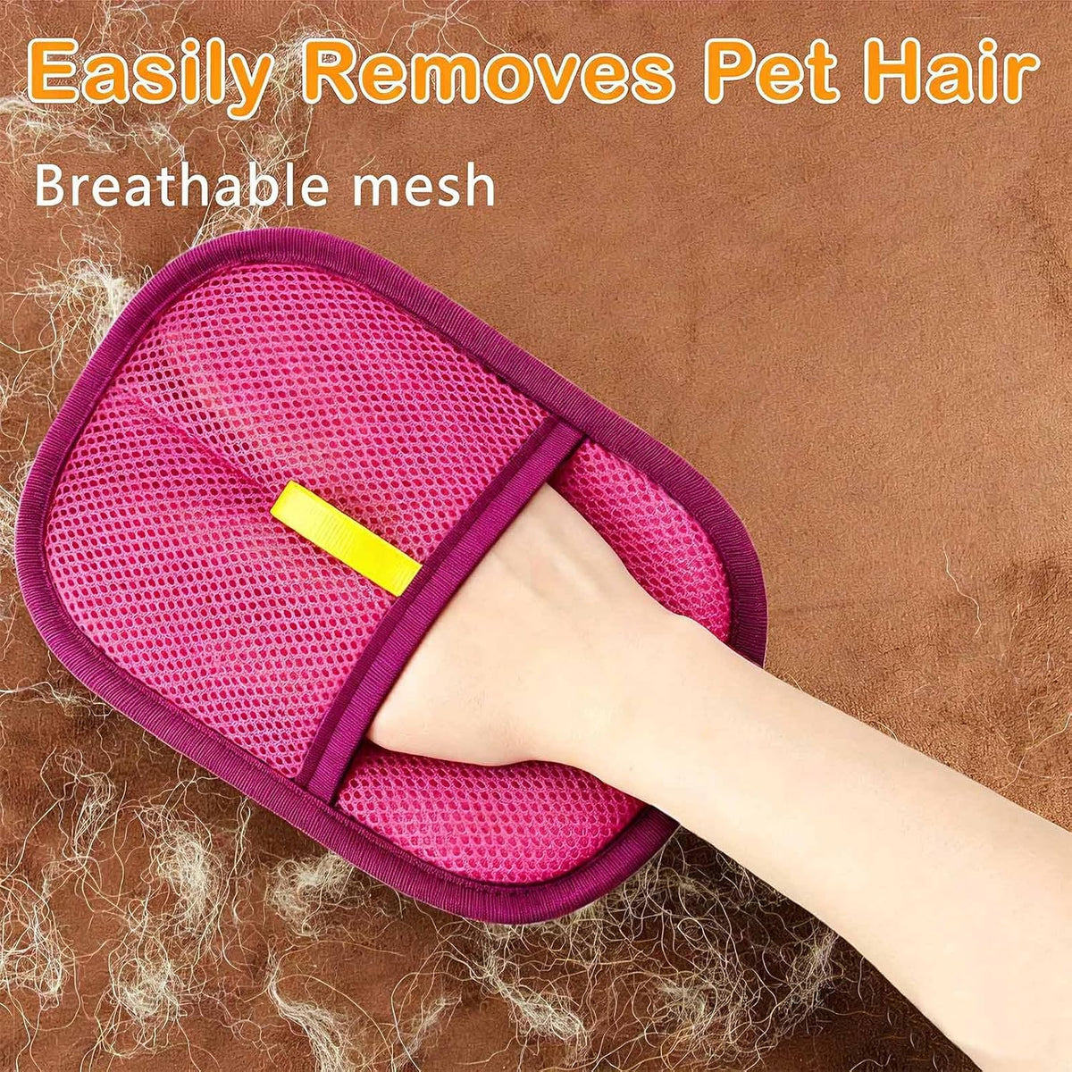 Thickened Pet Hair Removal Glove for Fabric Surfaces, Pink