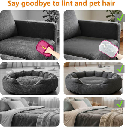 Thickened Pet Hair Removal Glove for Fabric Surfaces, Pink