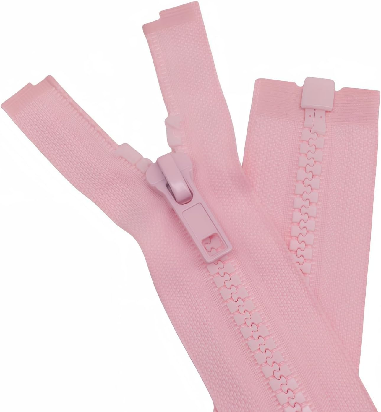 2PCS #5 8 inch Separating Jacket Zippers for Sewing Coats Jacket Zipper Replacement Pink Plastic Zippers Bulk (8" Pink)
