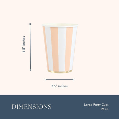 Light Peach Cabana Stripe Cups, Pack of 8, 12oz