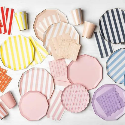Light Peach Cabana Stripe Cups, Pack of 8, 12oz