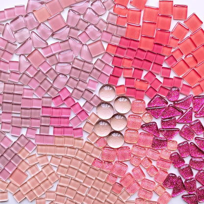 1.1 Lb Irregular Crystal Glass Mosaic Tiles, Pink Mosaic Tiles for Crafts Bulk, Mosaic Making, Decoration, and More