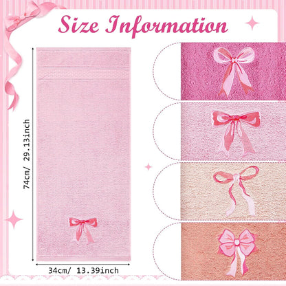 4 PCS Pink Bow Hand Towels 29"x13" Farmhouse Bathroom