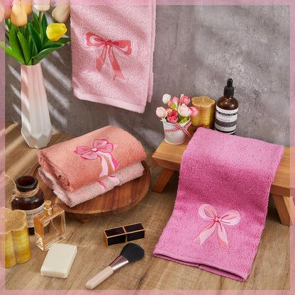 4 PCS Pink Bow Hand Towels 29"x13" Farmhouse Bathroom