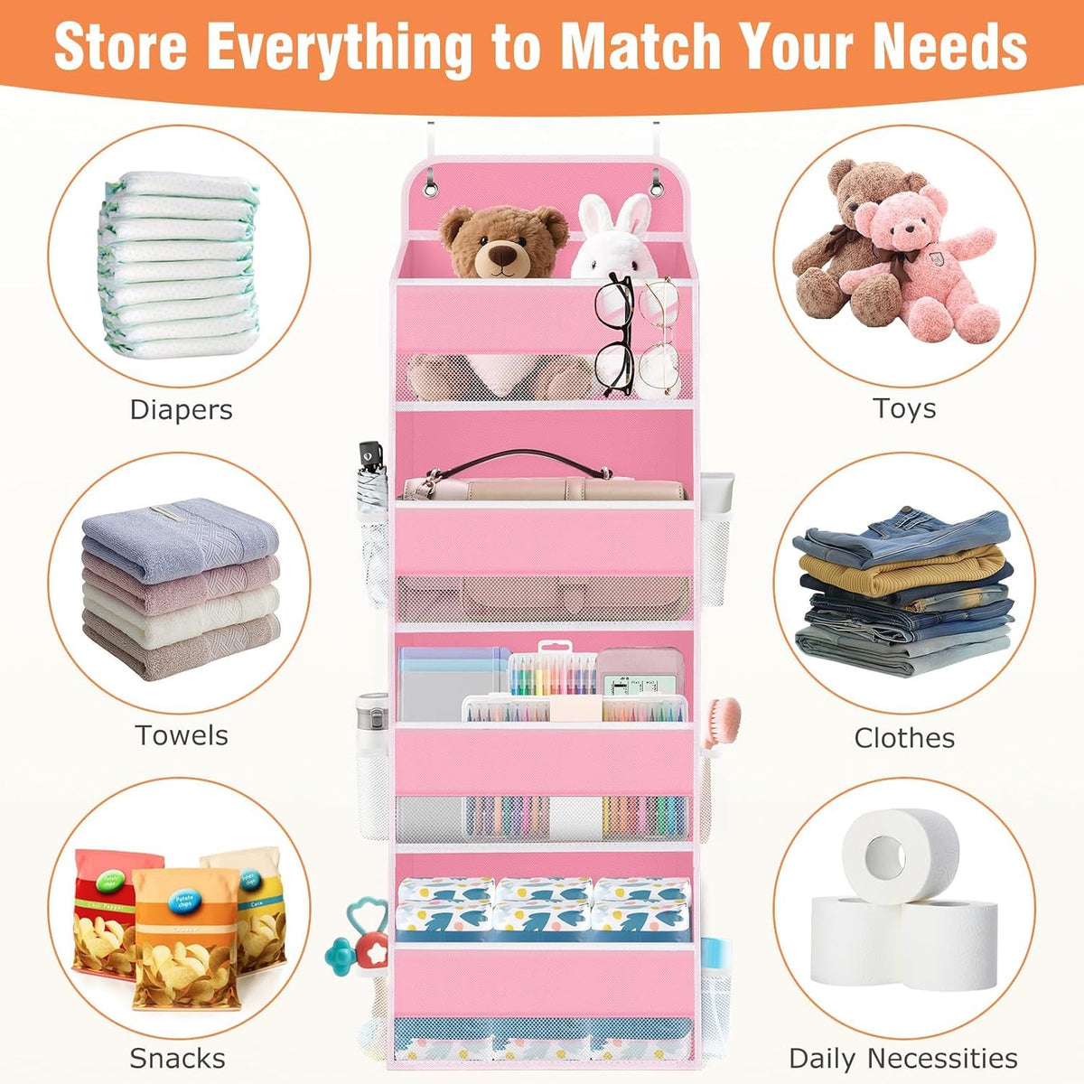 Over The Door Organizer Storage Large Capacity Hanging Bedroom Storage