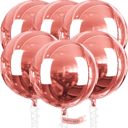 Rose Gold Foil Balloons 6pcs Large Round Giant Jumbo 4D Balloons