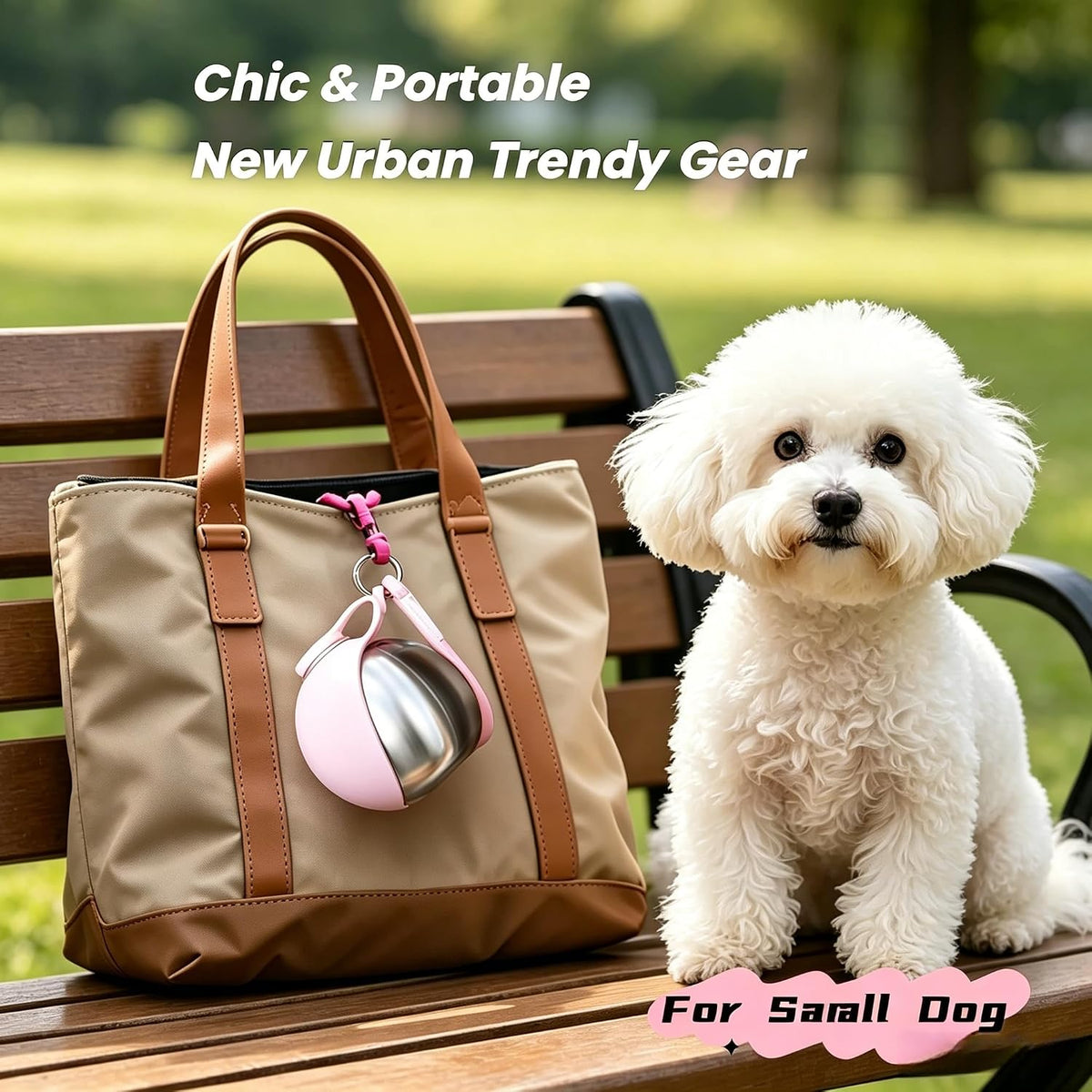 2-in-1 Dog Water Bottle - Portable Pet Travel Flask with Bowl -Pink
