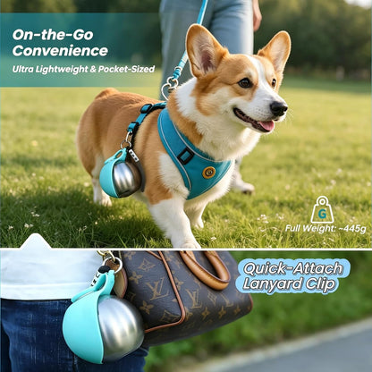 2-in-1 Dog Water Bottle - Portable Pet Travel Flask with Bowl -Pink