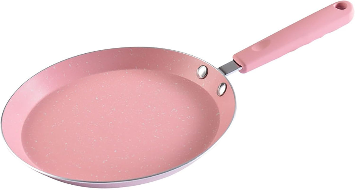 Small Frying Pan, 7 Inch Pink Iron Medical Stone Pan with Nonstick Coating for Kitchen an Outdoor of Fried Eggs, Cakes and Breads (18cm)