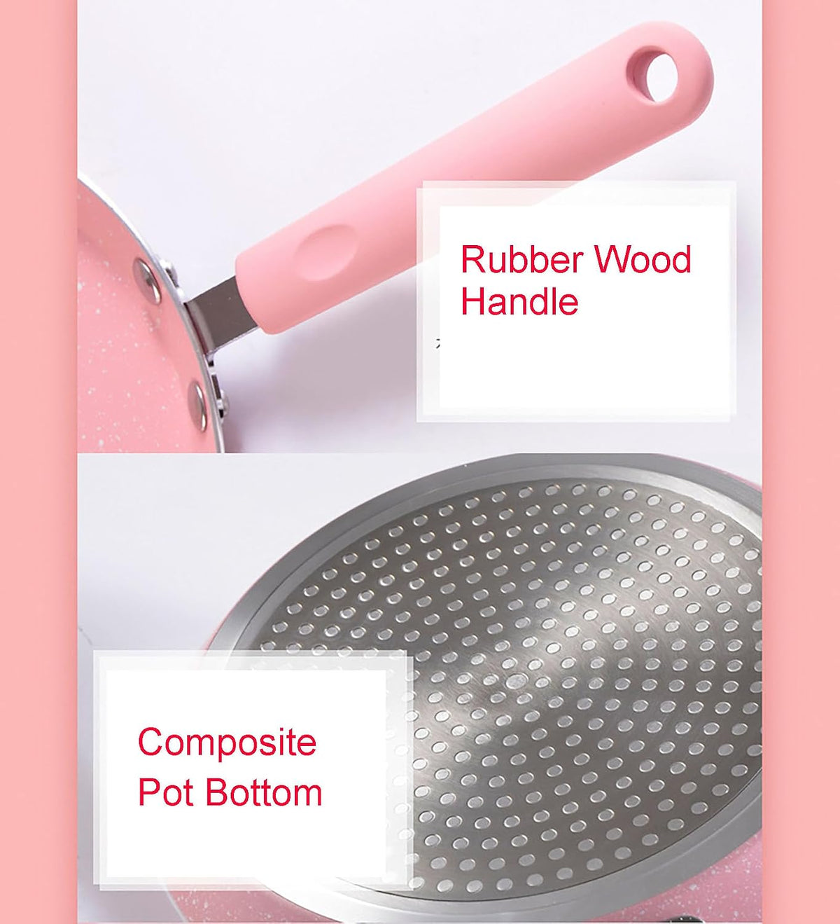 Small Frying Pan, 7 Inch Pink Iron Medical Stone Pan with Nonstick Coating for Kitchen an Outdoor of Fried Eggs, Cakes and Breads (18cm)