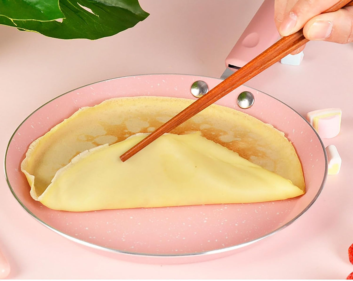 Small Frying Pan, 7 Inch Pink Iron Medical Stone Pan with Nonstick Coating for Kitchen an Outdoor of Fried Eggs, Cakes and Breads (18cm)