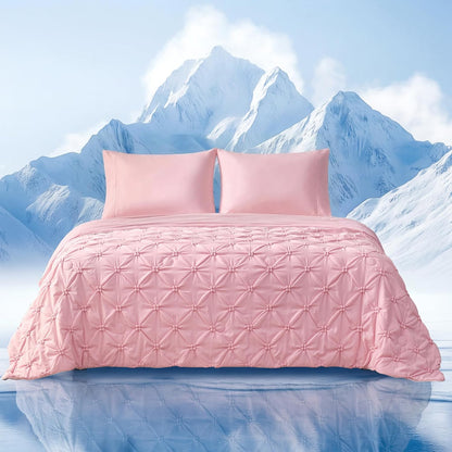Elegant Pintuck Cooling Comforter King Size, Blush Pink