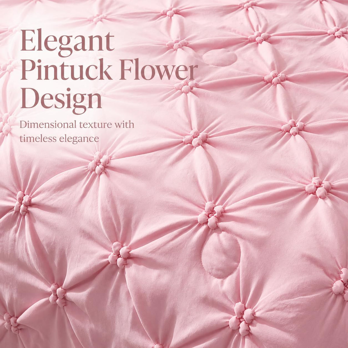 Elegant Pintuck Cooling Comforter King Size, Blush Pink