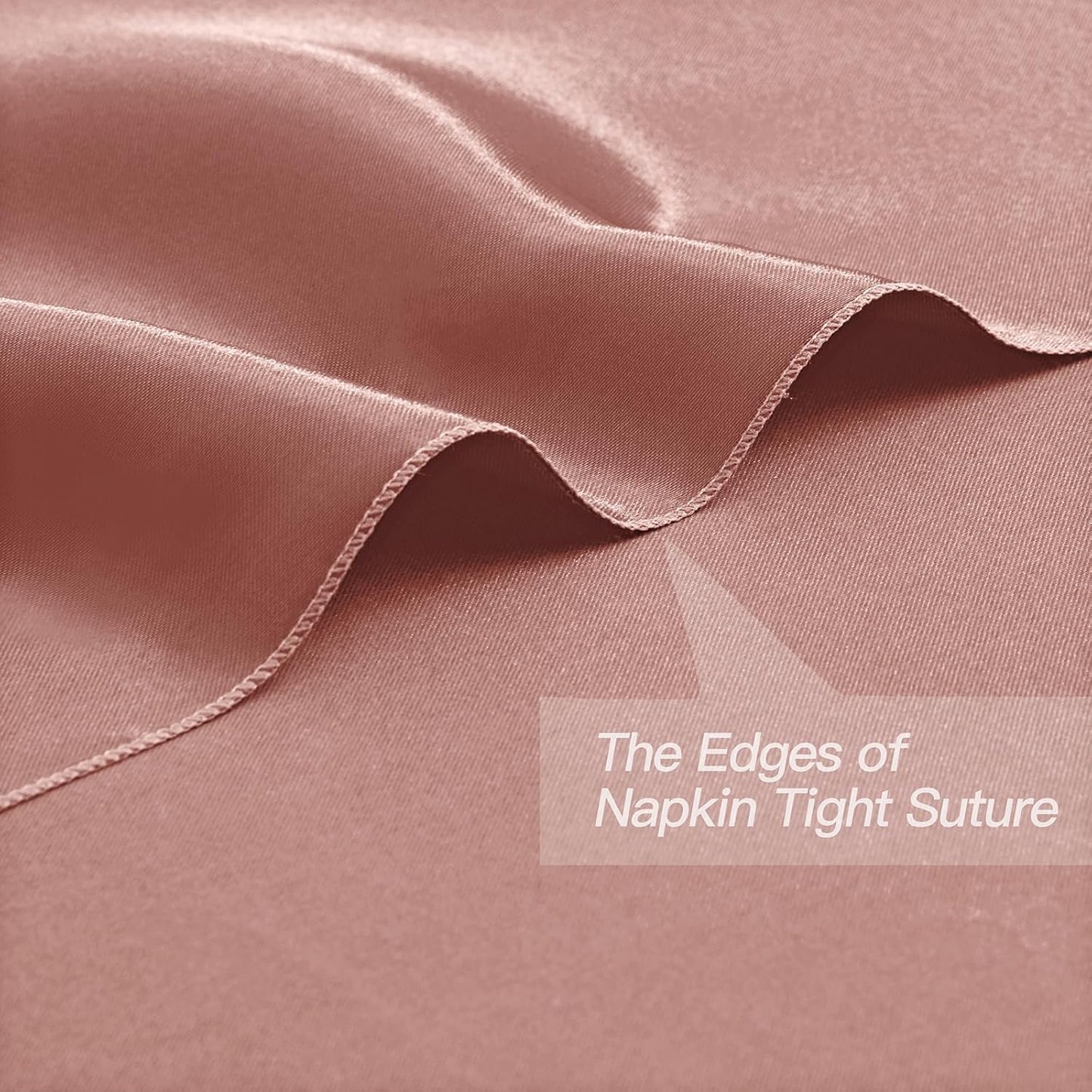 P Pothuiny 12 Pcs Silky Rose Gold Satin Napkins 17 x 17 Inches, Square Smooth Wedding Dinner Napkins Satin Cloth Napkins Table Napkins for Banquet Party Restaurant Decor, Thanksgiving, Christmas