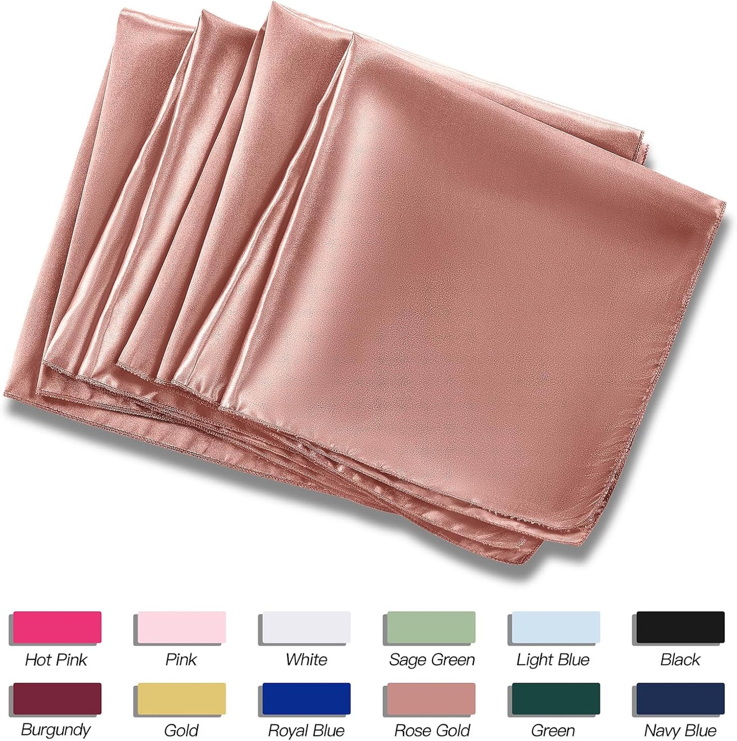 P Pothuiny 12 Pcs Silky Rose Gold Satin Napkins 17 x 17 Inches, Square Smooth Wedding Dinner Napkins Satin Cloth Napkins Table Napkins for Banquet Party Restaurant Decor, Thanksgiving, Christmas