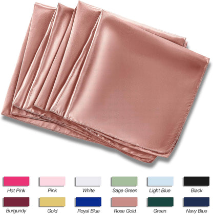 P Pothuiny 12 Pcs Silky Rose Gold Satin Napkins 17 x 17 Inches, Square Smooth Wedding Dinner Napkins Satin Cloth Napkins Table Napkins for Banquet Party Restaurant Decor, Thanksgiving, Christmas