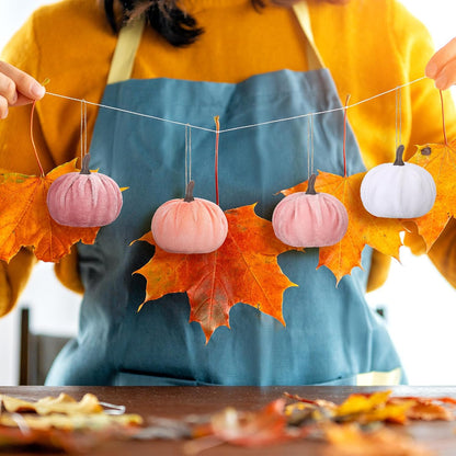 12 Pcs Fall Pumpkin Hanging Ornament, Fall Tree Decor, Pink White