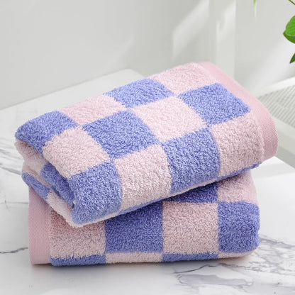 Checkered Hand Towel Set of 2 Soft 100% Cotton Pink and Purple Plaid Pattern Light Weight Highly Absorbent Quick Dry Hand Towels for Bathroom Decor 13 X 29 Inch