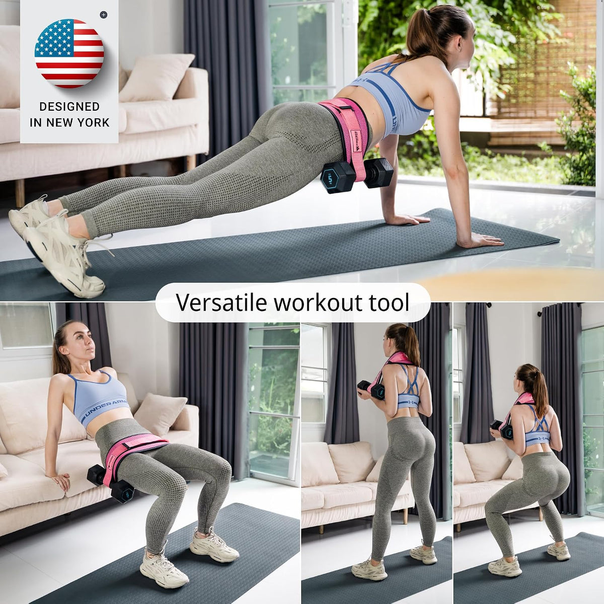 Exercise Hip Thrust Belt with Slip-Resistant Padding - Easy to Use with Dumbbells, Kettlebells, or Plates - Protects Your Hips for Gym, Home Workouts, or On the Go