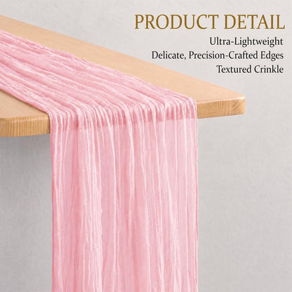 12 Pack Light Pink Cheesecloth Table Runners, 20x120 Inch