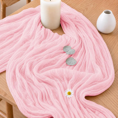 12 Pack Light Pink Cheesecloth Table Runners, 20x120 Inch