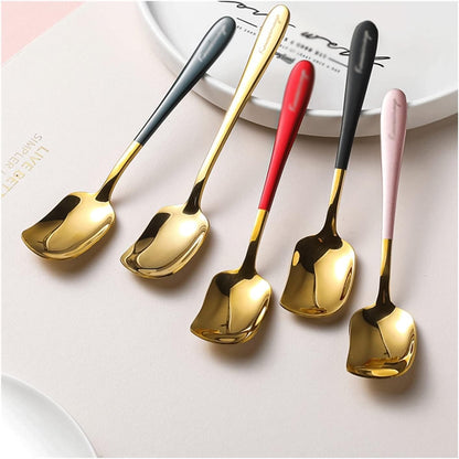 Bulk Spoons Set Ice Cream Dessert Spoon Household Kitchen Tableware Spoon Stainless Steel Delicate Coffee Small Spoon Electroplating Beautiful Spoon Spoons for Eating (Color : Pink/2pcs)