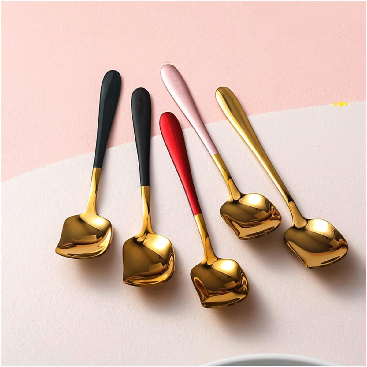 Bulk Spoons Set Ice Cream Dessert Spoon Household Kitchen Tableware Spoon Stainless Steel Delicate Coffee Small Spoon Electroplating Beautiful Spoon Spoons for Eating (Color : Pink/2pcs)