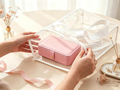All-in-One Travel Jewelry Organizer for Women Pink | Small Jewelry Box with 68 Earring Holes | Compact Portable Jewelry Case for Earrings, Rings, Necklaces | Perfect Gifts for Mom Wife Girls
