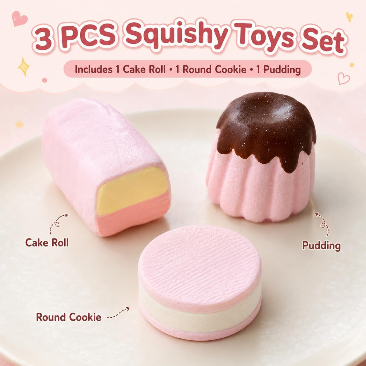 3PCS Realistic Dessert Slow Rising Squishy,Food Ultra Soft Foam Stress Relief Prop,Desktop Fidget Toy, Food Squishies for Anxiety Relief,Stress Relief Toys for Adults Party Favors Gifts(chocolate-3P)