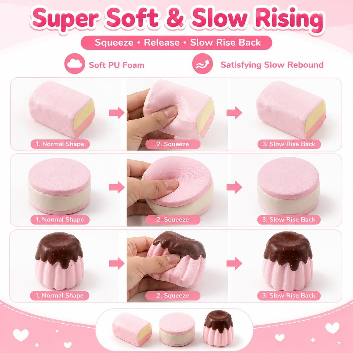 3PCS Realistic Dessert Slow Rising Squishy,Food Ultra Soft Foam Stress Relief Prop,Desktop Fidget Toy, Food Squishies for Anxiety Relief,Stress Relief Toys for Adults Party Favors Gifts(chocolate-3P)