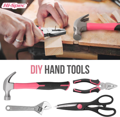 Hi-Spec Woman Home DIY Repair Pink Tool Kit with Portable Toolbox Case