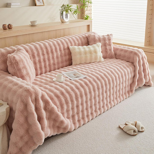 Luxury Throw Blankets for Sofas Large 1 2 3 4 Seater Nordic Style Plush Couch Cover L U Shape Corner Anti Slip Sofa Slipcover Tear Resistant Blankets for Camping Outdoor(180X130cm,Pink)