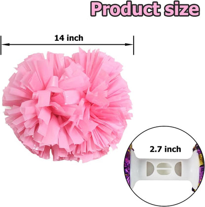 2/6/12PCS Pom Poms Cheerleading with Baton Handle Cheerleader Pompoms for Cheering Sports Games Dancing Party Team Spirit
