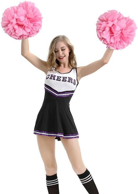 2/6/12PCS Pom Poms Cheerleading with Baton Handle Cheerleader Pompoms for Cheering Sports Games Dancing Party Team Spirit