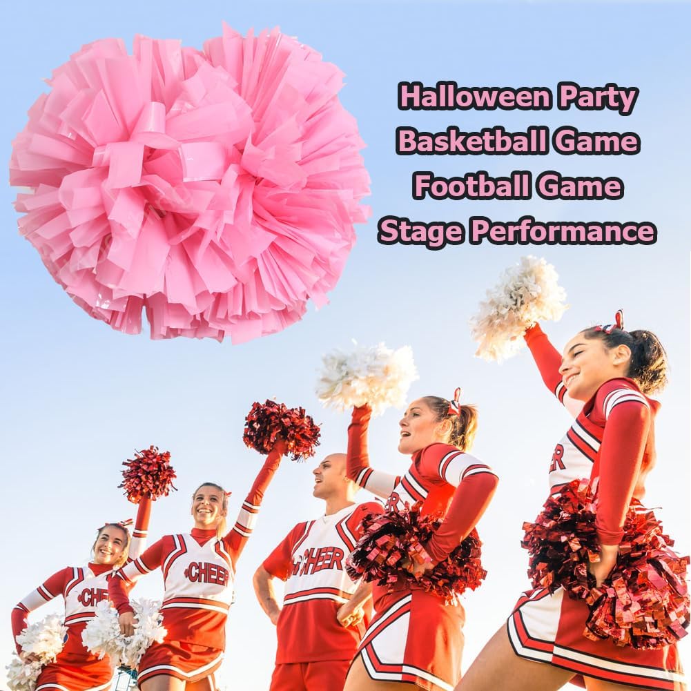 2/6/12PCS Pom Poms Cheerleading with Baton Handle Cheerleader Pompoms for Cheering Sports Games Dancing Party Team Spirit