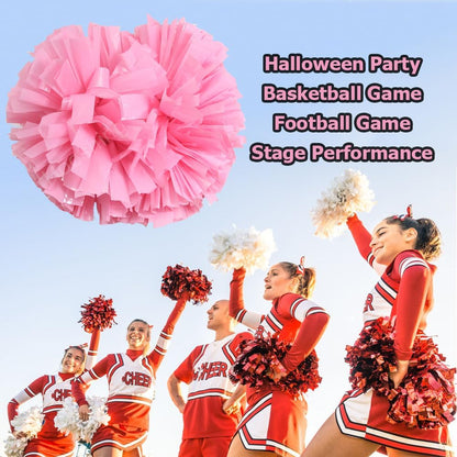2/6/12PCS Pom Poms Cheerleading with Baton Handle Cheerleader Pompoms for Cheering Sports Games Dancing Party Team Spirit
