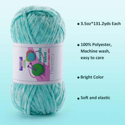 Chenille Velvet Yarn for Crocheting, Pink Fuzzy Fluffy Yarn for Crochet