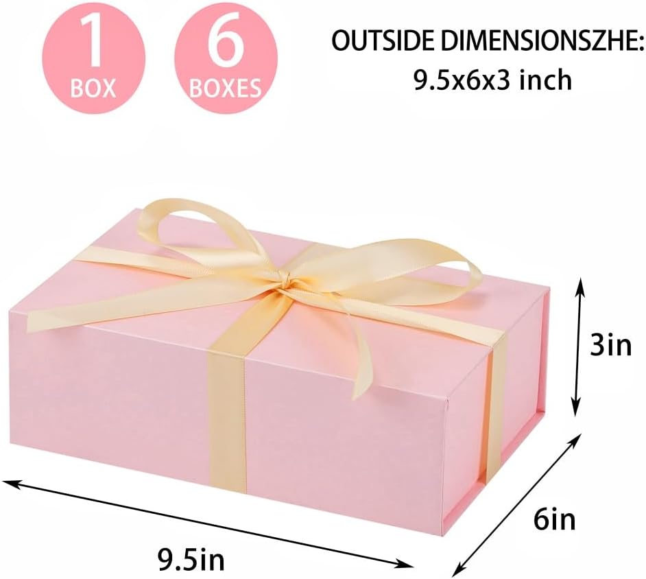 1 Pcs Pink Gift Box 9.5x6x3 Inch with Magnetic Lid